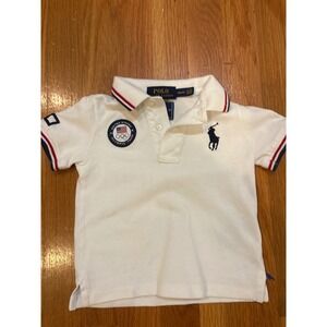 Ralph Lauren Kids Polo Shirt USA Olympic Team White Short Sleeve Size 12M